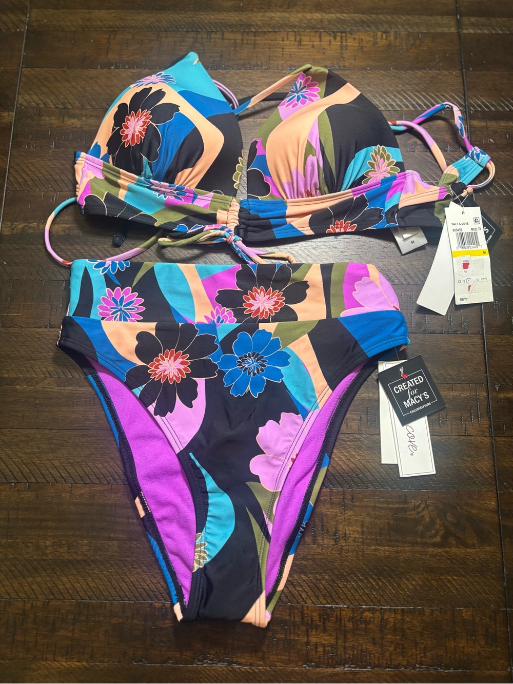 Salt + Cove Floral Two-Piece Bikini - Black, Blue, Purple, Pink, Peach